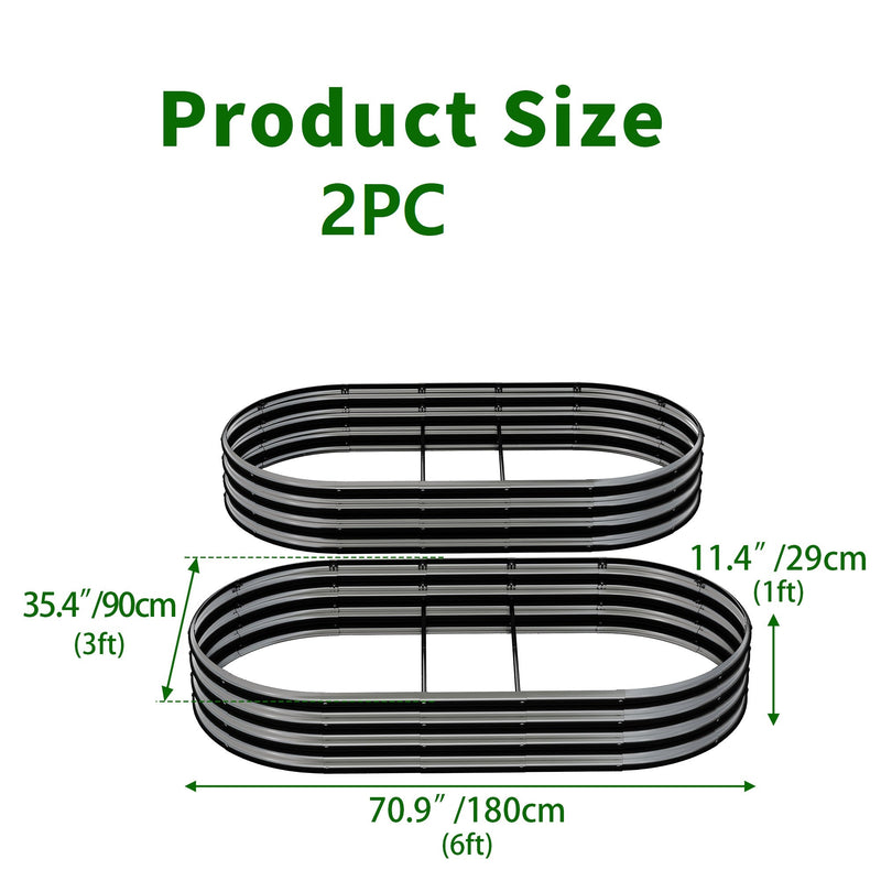 Galvanized Raised Garden Bed, 6x3x1 Feet, Heavy-Duty Metal Planter, Black, photo 2 of 8
