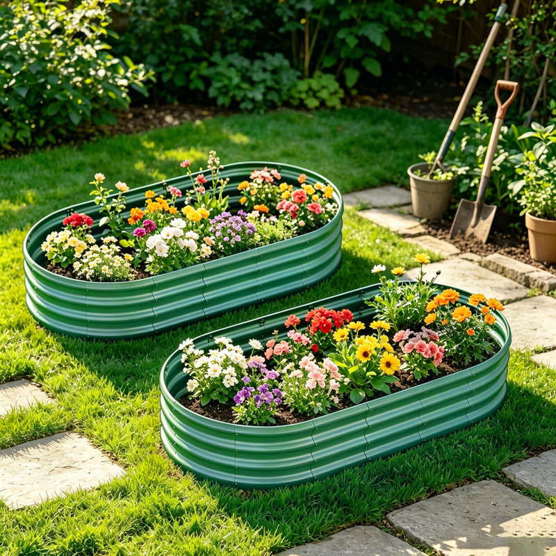 Galvanized Raised Garden Bed 6x3x1ft, Green, Heavy-Duty Metal Planter
