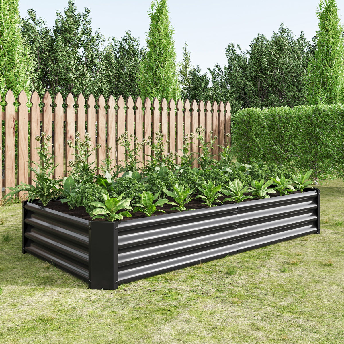 Metal Raised Garden Bed 6x3x1 Ft with Open Base - Silver, photo 10 of 15