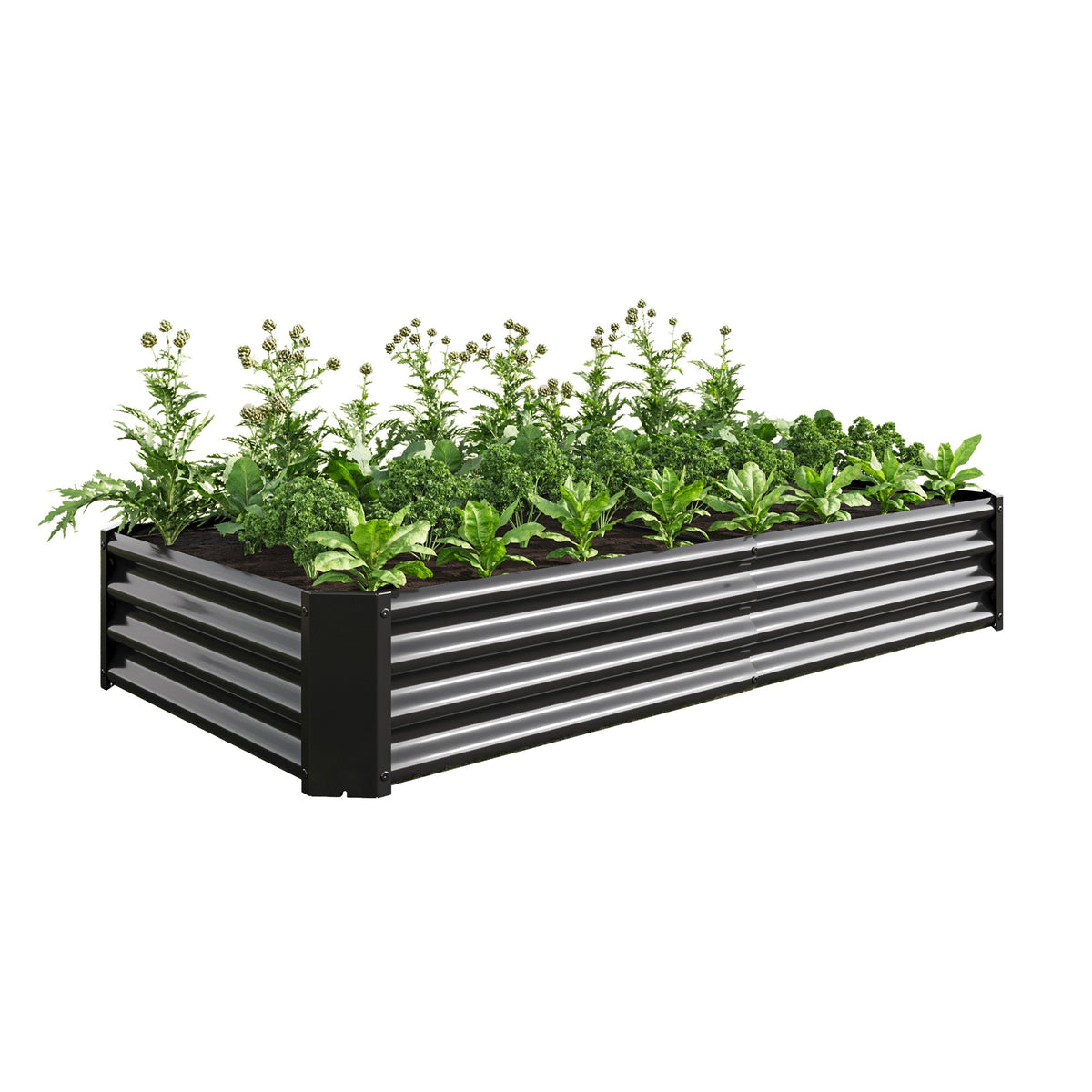 Metal Raised Garden Bed 6x3x1 Ft with Open Base - Silver, photo 12 of 15