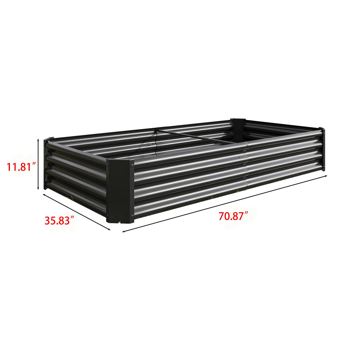 Metal Raised Garden Bed 6x3x1 Ft with Open Base - Silver, photo 13 of 15