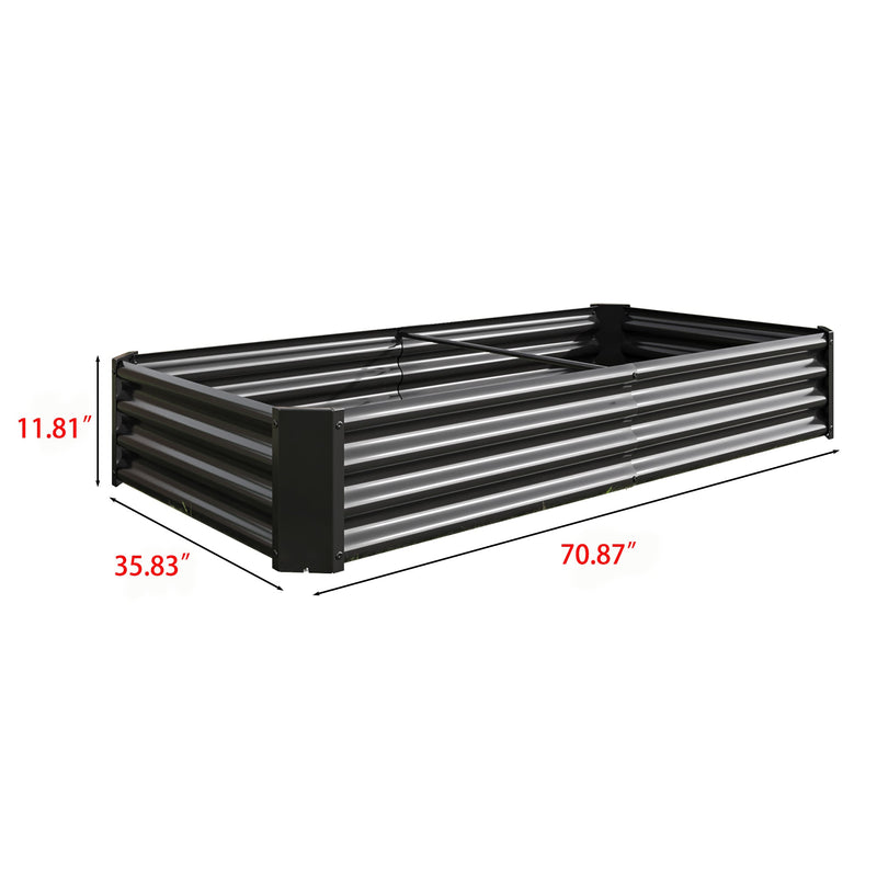 Metal Raised Garden Bed 6x3x1 Ft with Open Base - Silver, photo 13 of 15