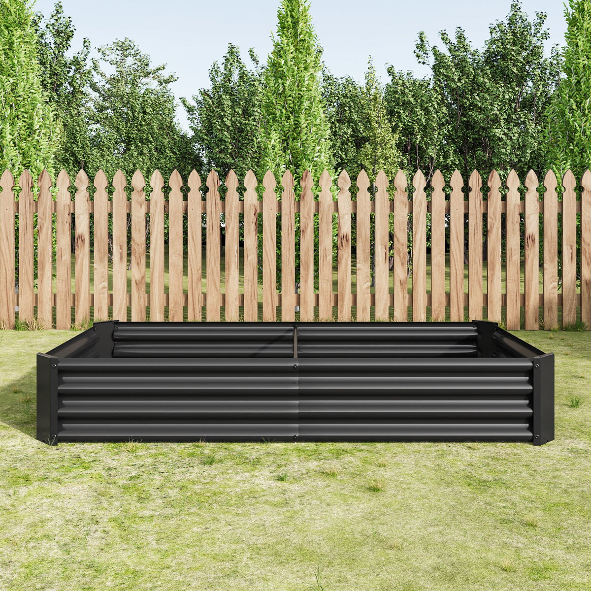 Metal Raised Garden Bed 6x3x1 Ft with Open Base - Silver, photo 2 of 15