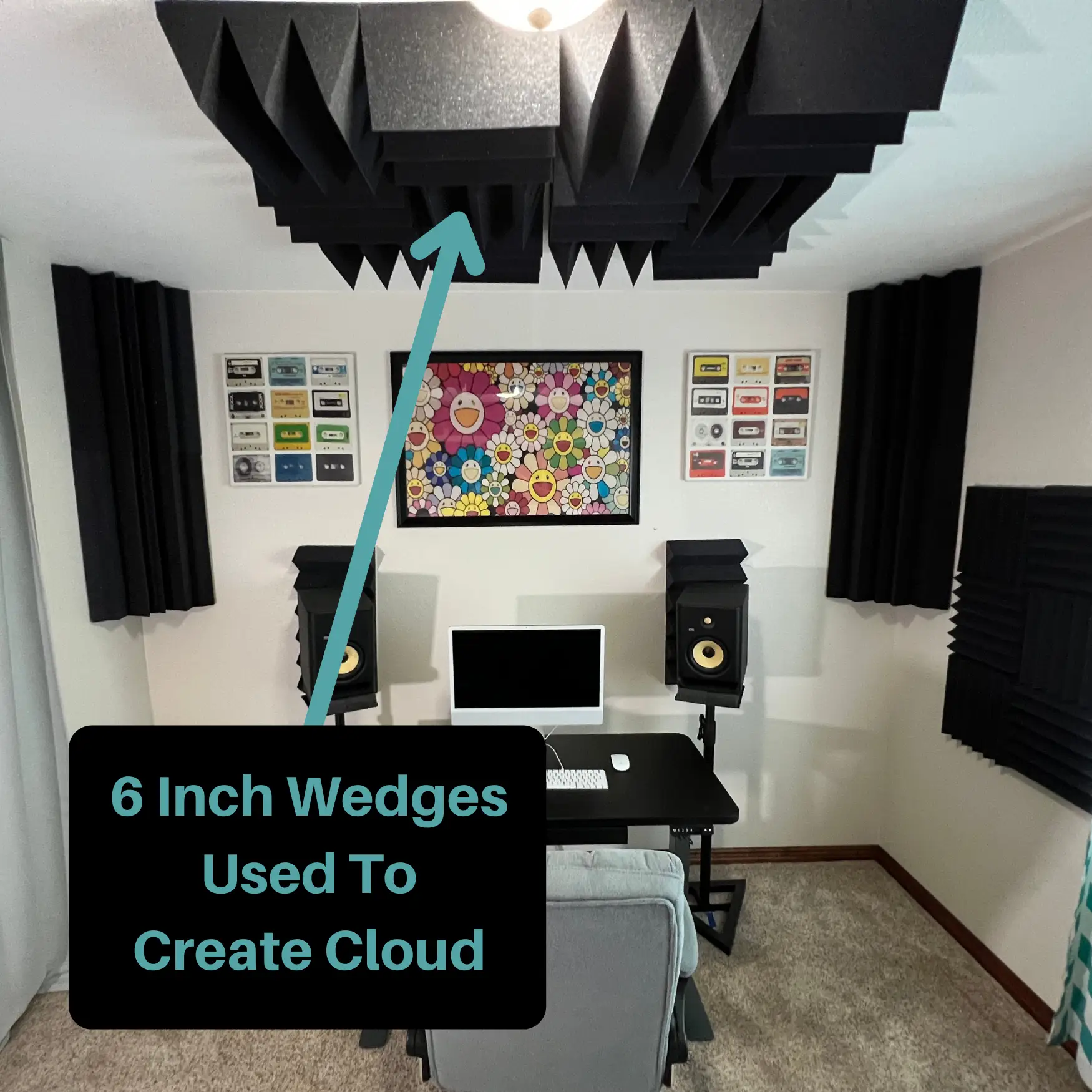 Six Inch Acoustic Foam Wedge Panels - 12x12x6"