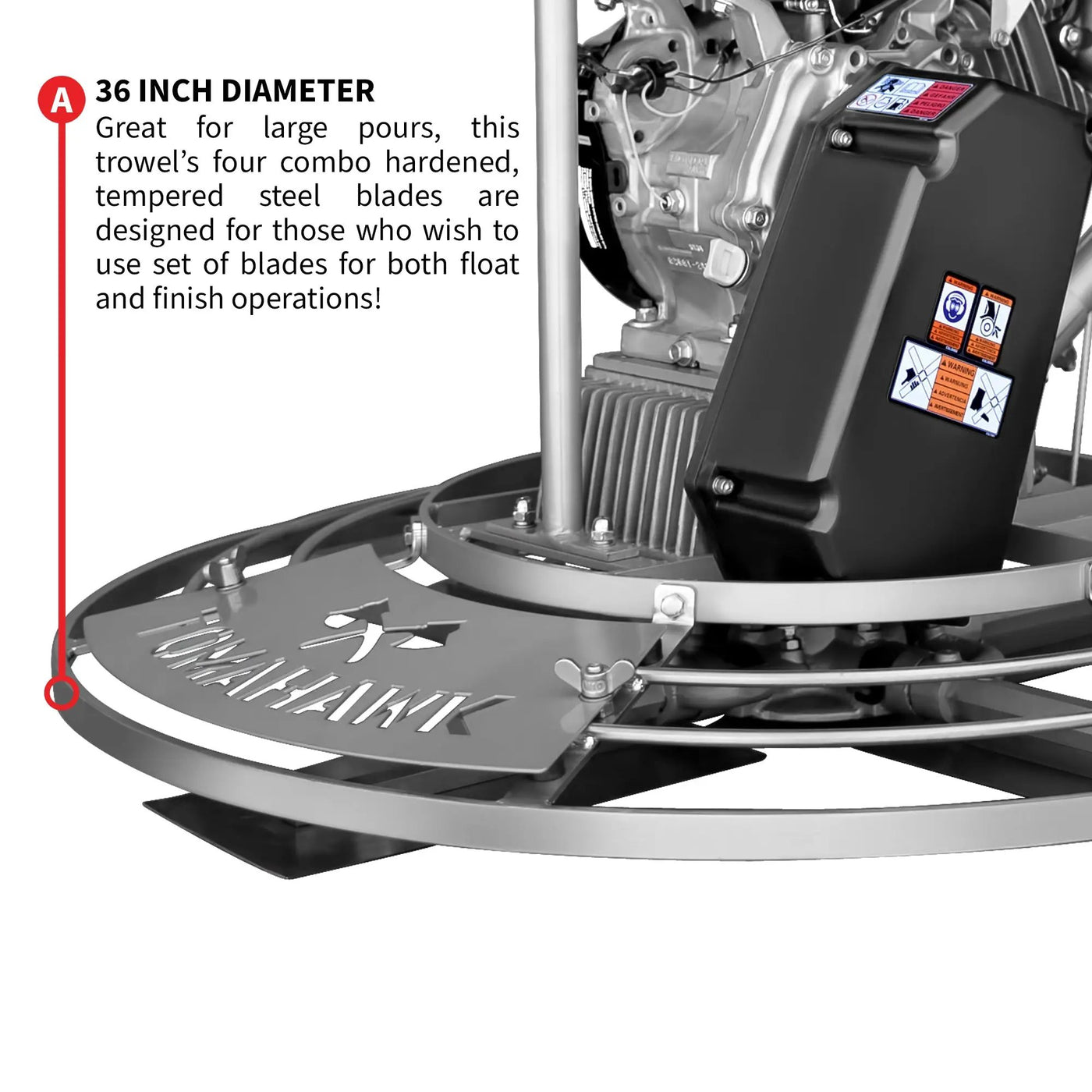 36" Honda Concrete Fast Pitch Power Trowel with 9HP Honda GX270 Finishing Blades Finishing Tool by Tomahawk Power