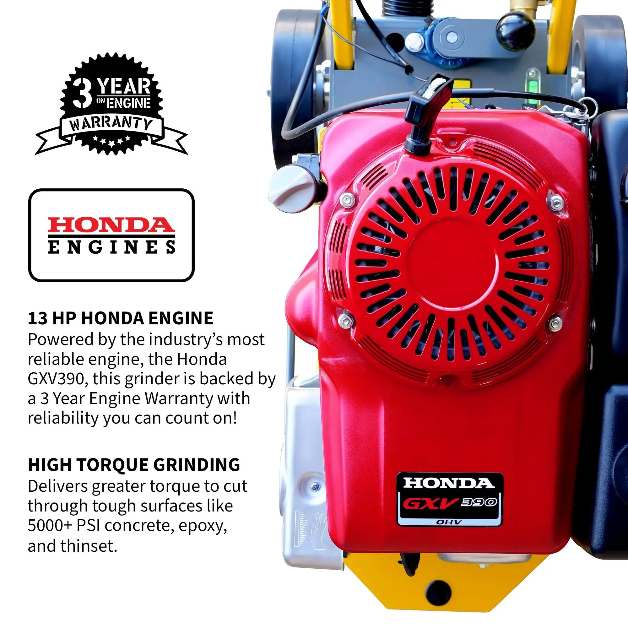 10" Honda Concrete Floor Grinder 10HP GXV390 Motor for Smoothing, Floor Prep, Coatings by Tomahawk Power