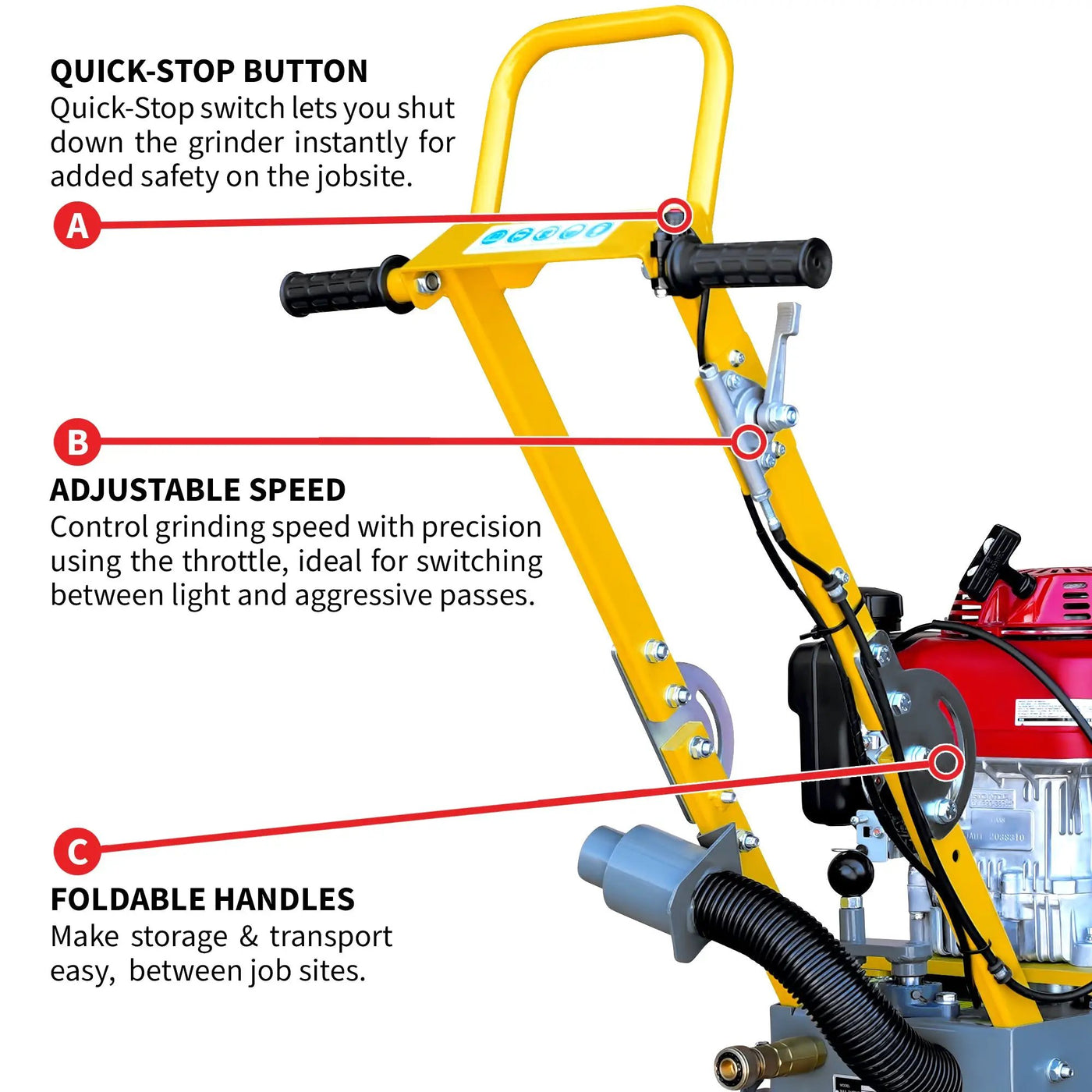 10" Honda Concrete Floor Grinder 10HP GXV390 Motor for Smoothing, Floor Prep, Coatings by Tomahawk Power