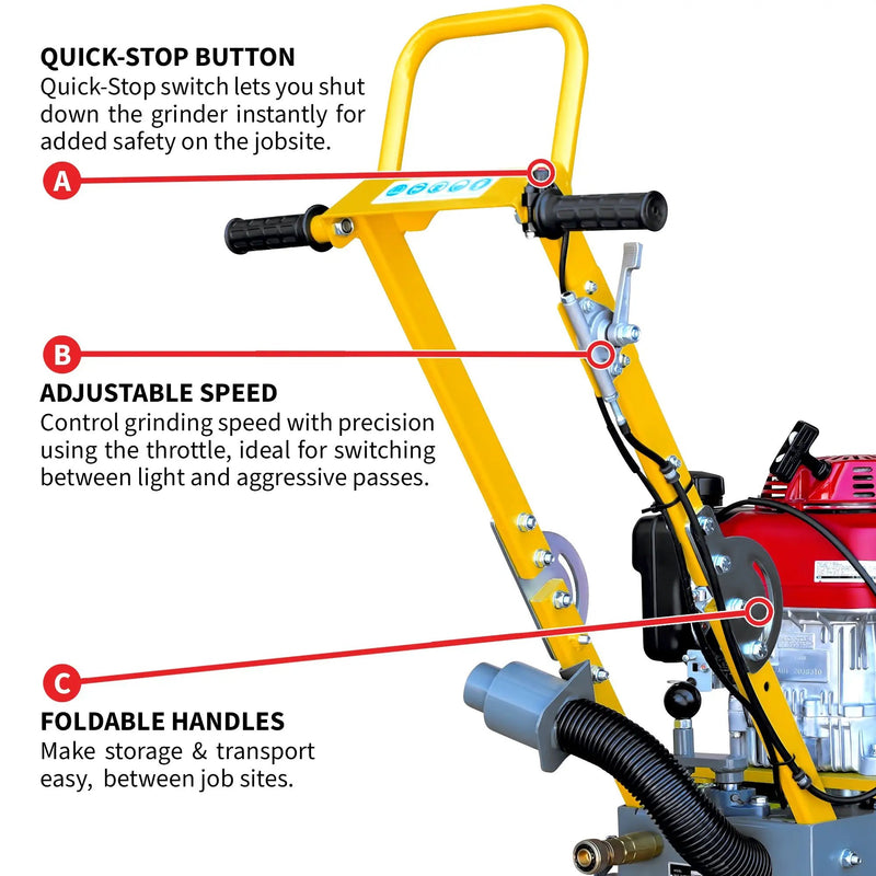 10" Honda Concrete Floor Grinder 10HP GXV390 Motor for Smoothing, Floor Prep, Coatings by Tomahawk Power