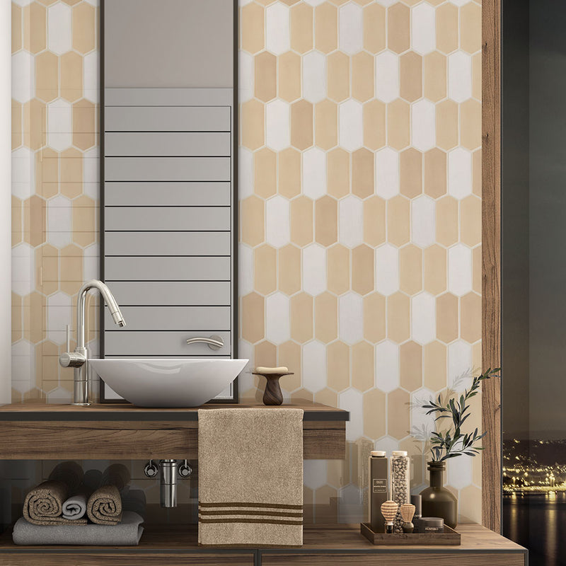 Caramel Glossy Picket Ceramic Tiles 3x6 Ceramic Glossy 6x6 Tiles — 2