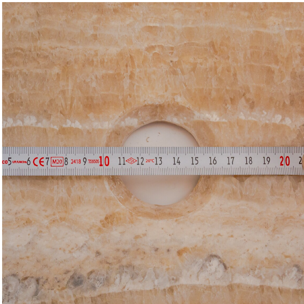 Handcrafted Honey Onyx Translucent Premium Natural Stone Vessel Sink 19x19x5 Inch by GobekDesign