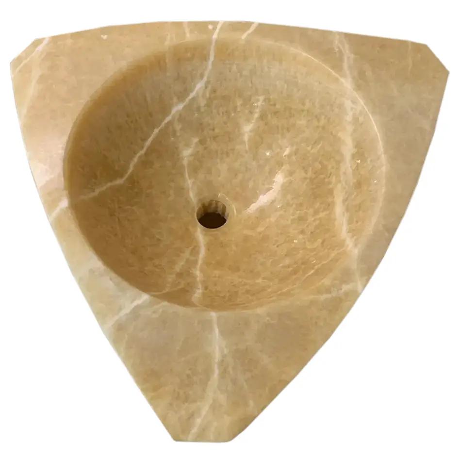 Honey Onyx Hand-Carved Natural Marble Pedestal Stand-Alone Sink 21.5W x 23L x 34H by GobekDesign