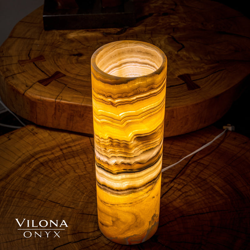 Honeycomb Onyx Table Lamp (Cylinder #8), photo 3 of 5