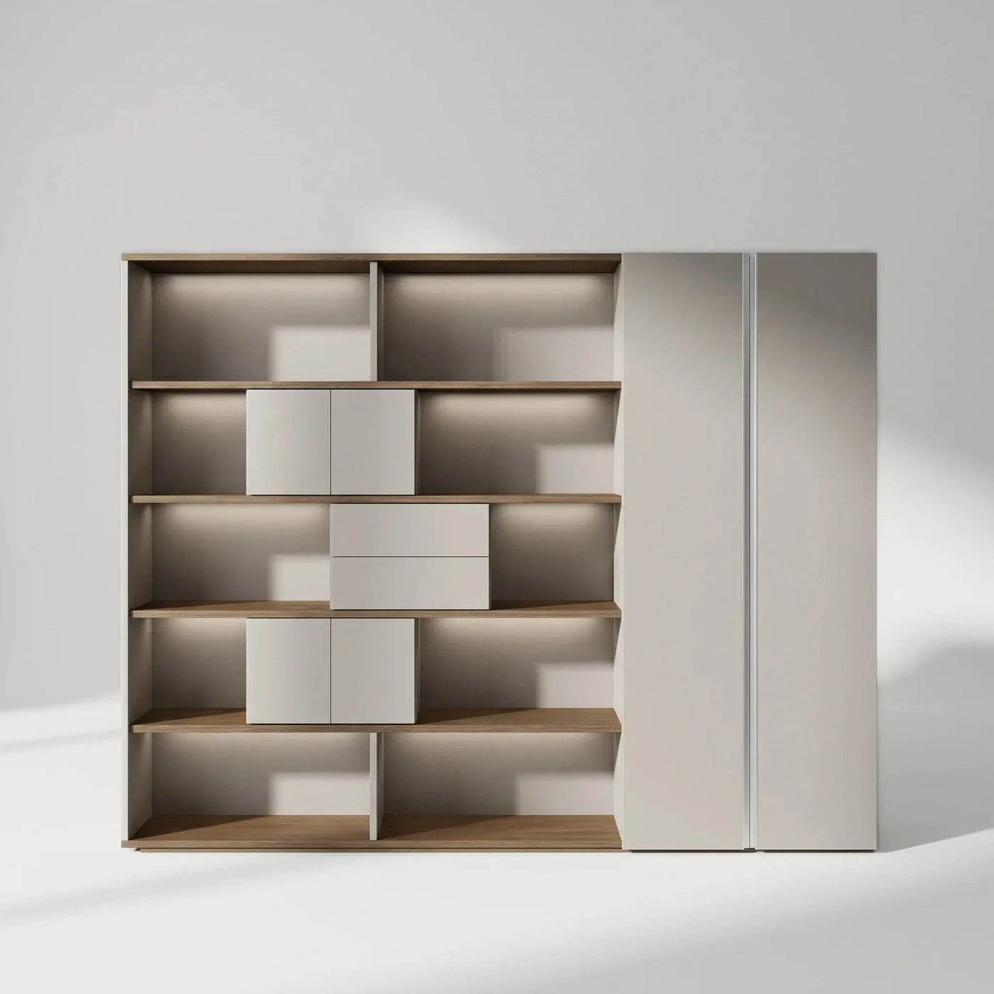 Fenwick · Office Shelves w/ Lighting & Storage by Arc Grove