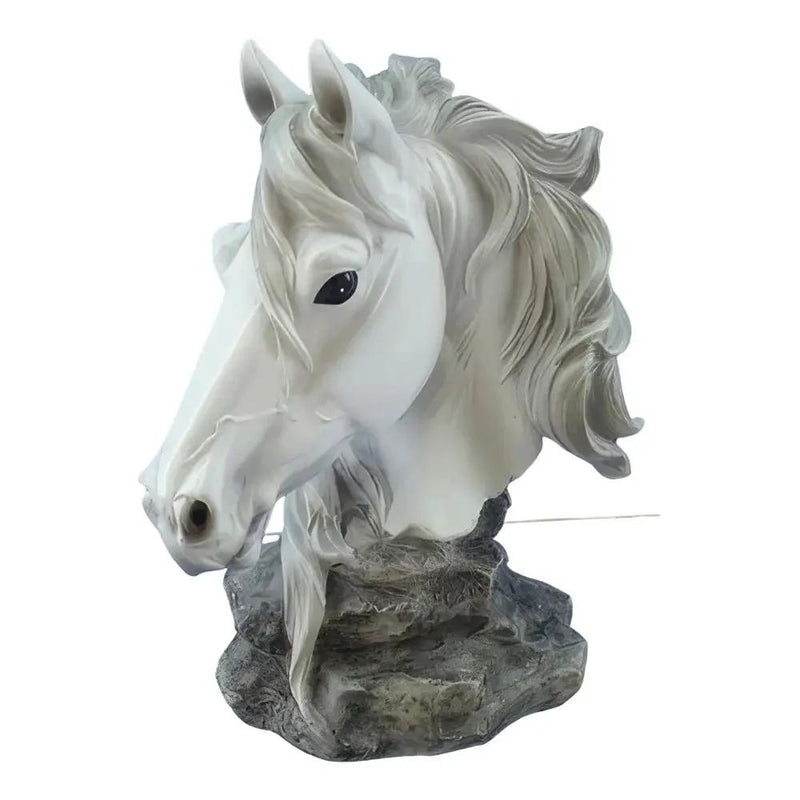 Majestic White Horse Bust Resin Sculpture by House Of Avana
