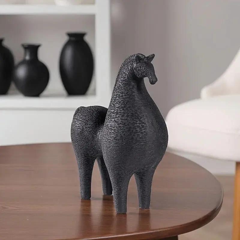 Modern Black Horse Figurine for Home Decor by House Of Avana