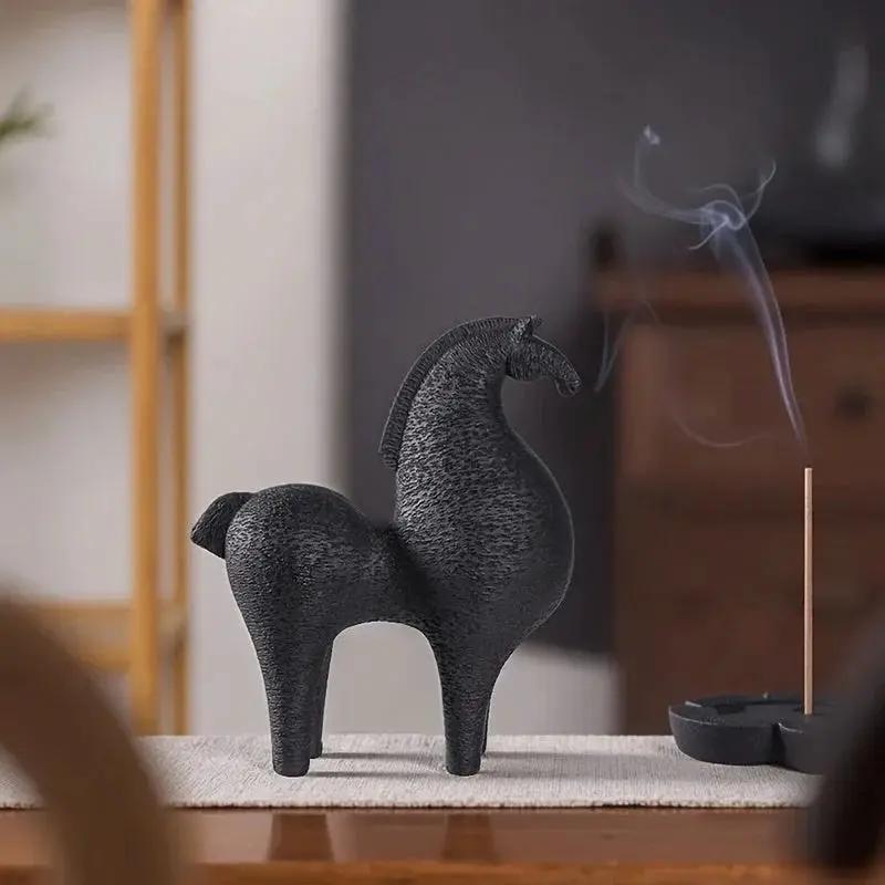 Modern Black Horse Figurine for Home Decor by House Of Avana