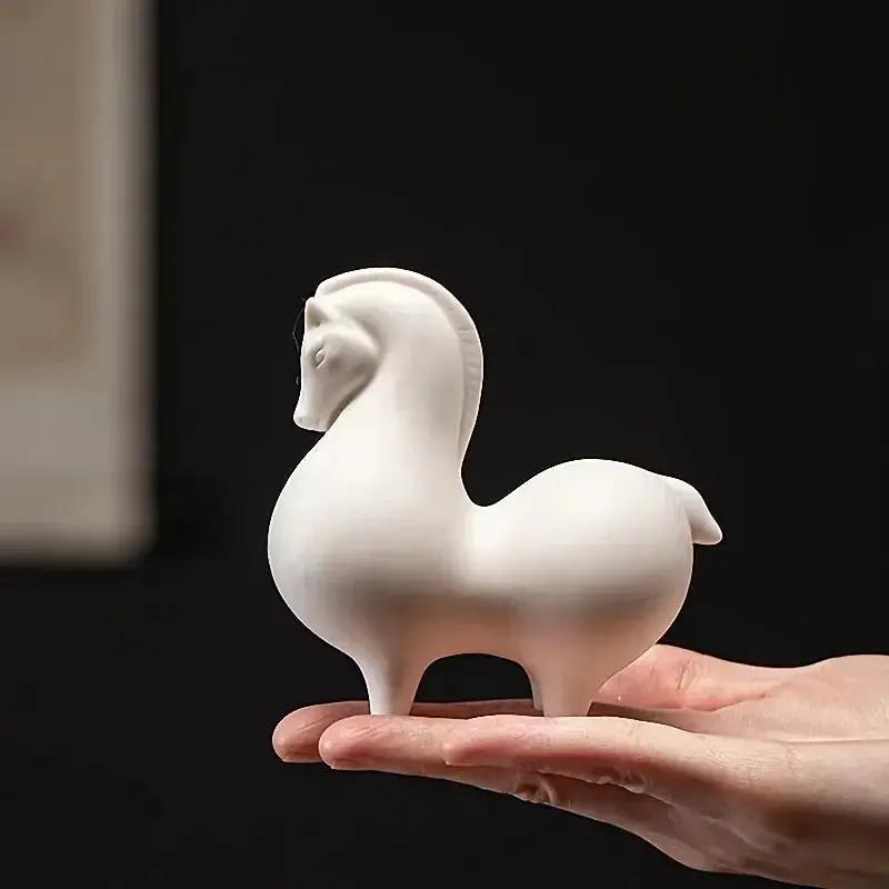 Horse Figurine - Decorative Ceramic White by House Of Avana