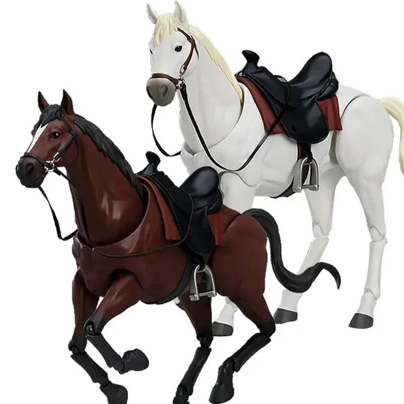 Horse Figurine - Movable White/Brown/Black Model by House Of Avana