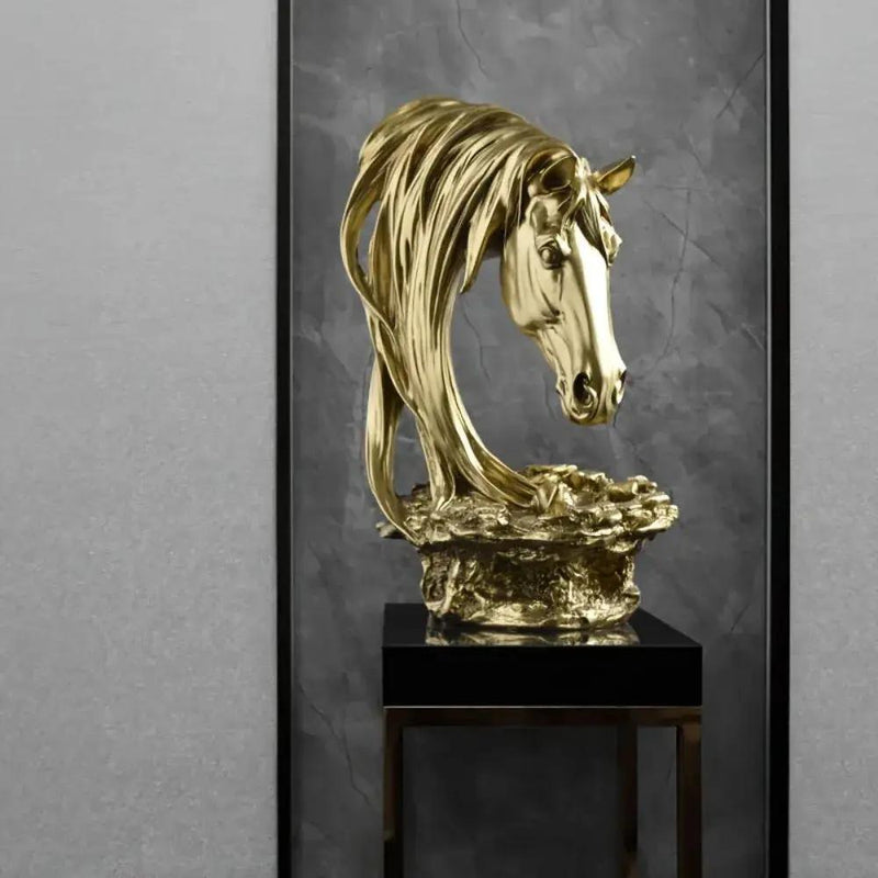 Horse Head Sculpture Artistic Gold and White for Home Decor Lovers by House Of Avana