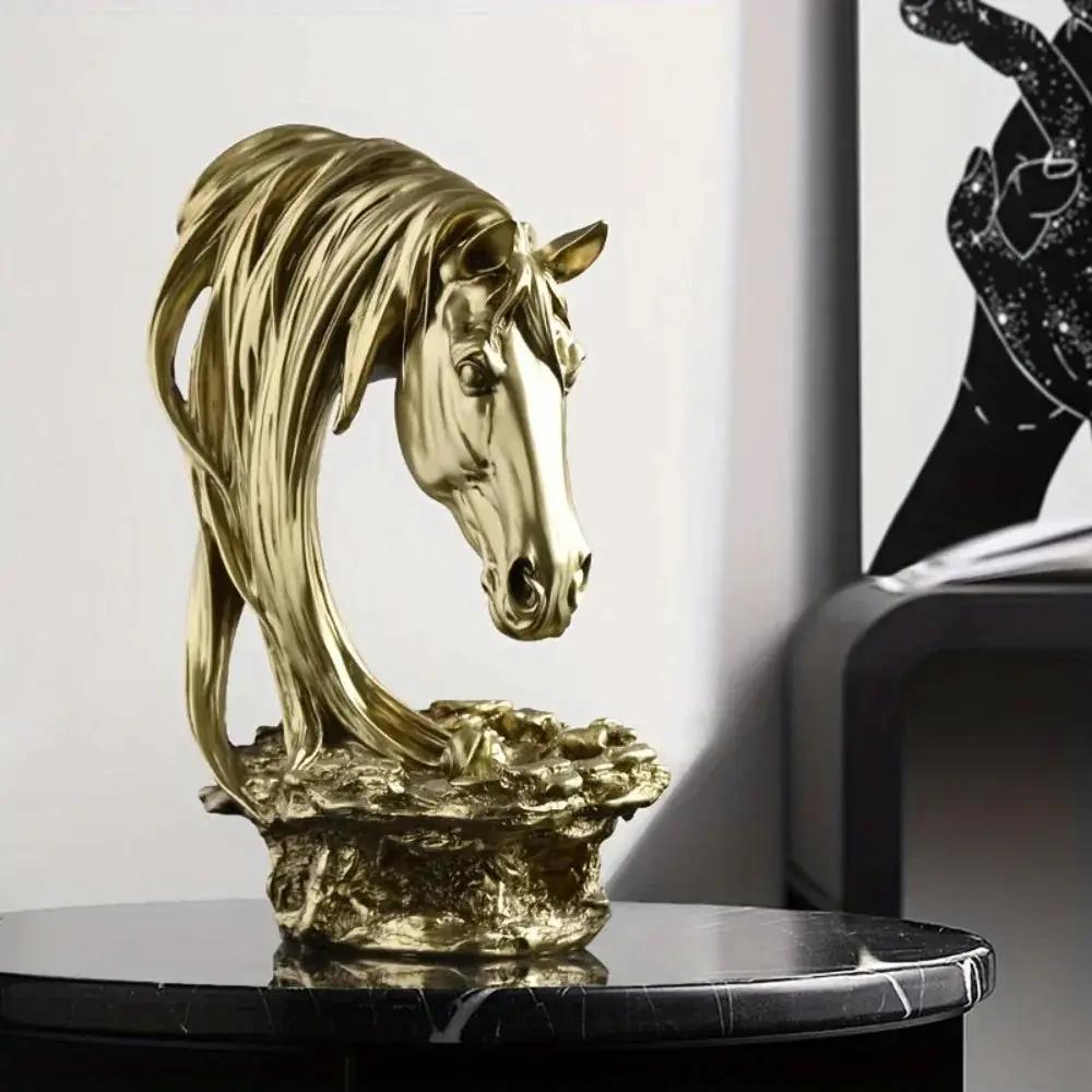 Horse Head Sculpture Artistic Gold and White for Home Decor Lovers by House Of Avana