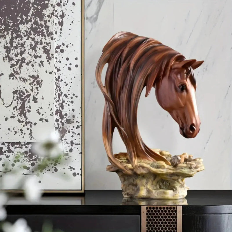 Horse Head Sculpture Artistic Gold and White for Home Decor Lovers by House Of Avana