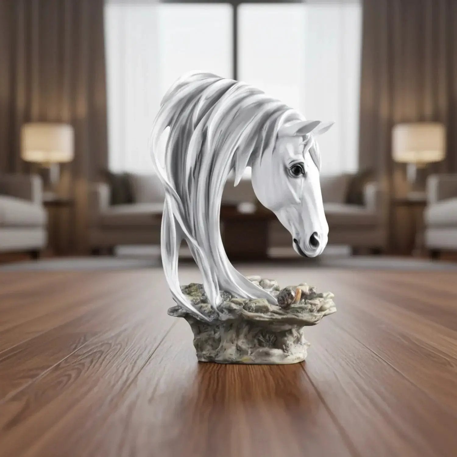 Horse Head Sculpture Artistic Gold and White for Home Decor Lovers by House Of Avana