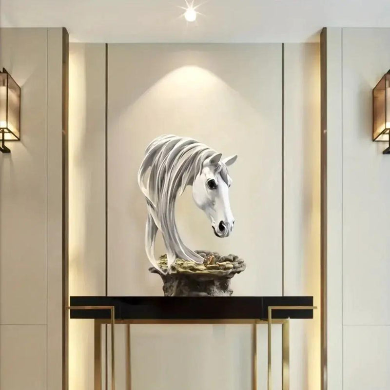 Horse Head Sculpture Artistic Gold and White for Home Decor Lovers by House Of Avana