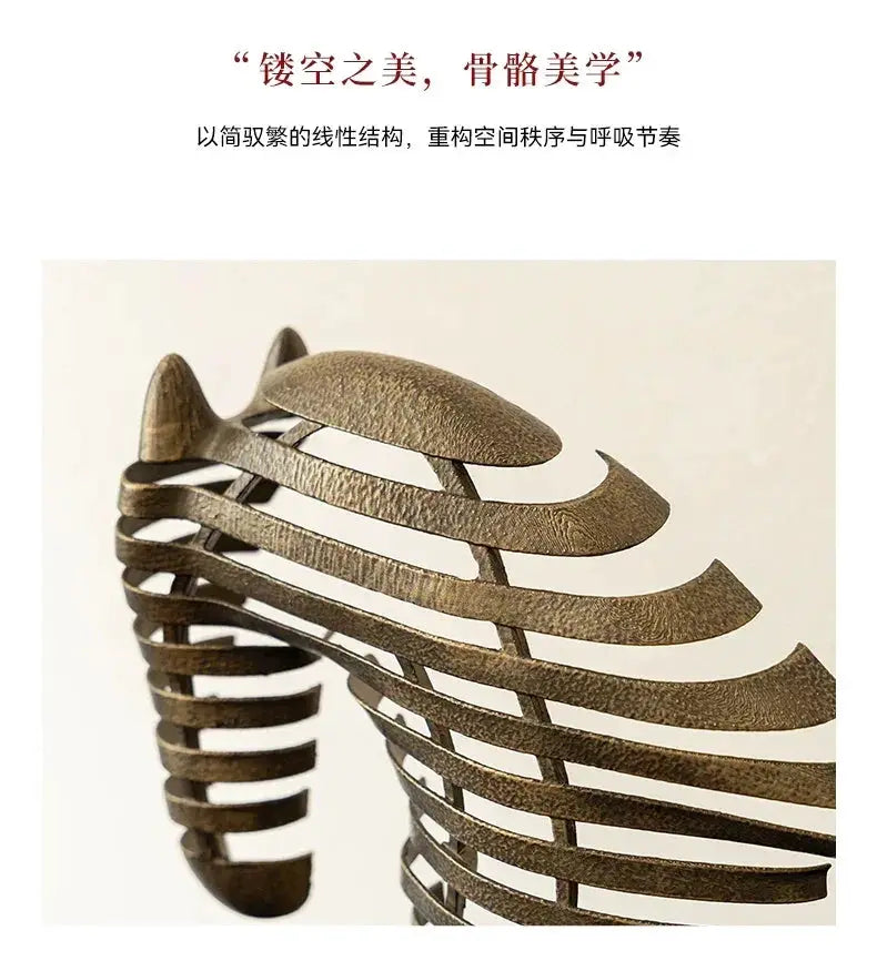 Horse Head Sculpture - Geometric Metal by House Of Avana
