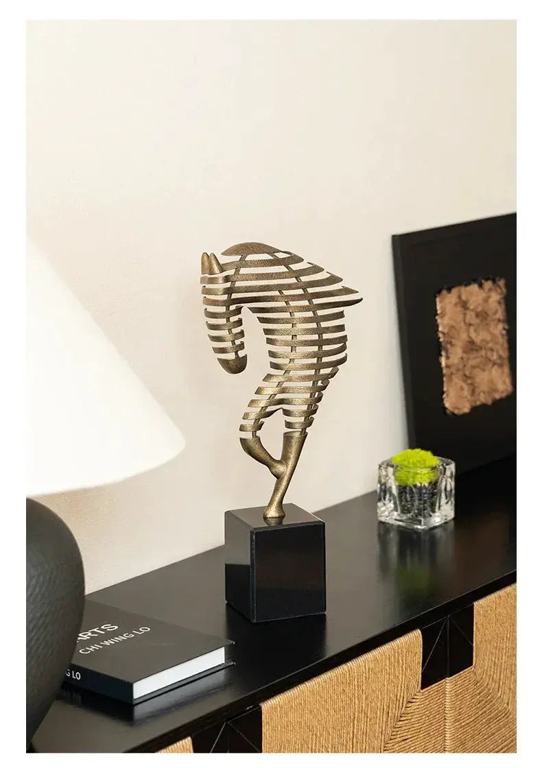 Horse Head Sculpture - Geometric Metal by House Of Avana