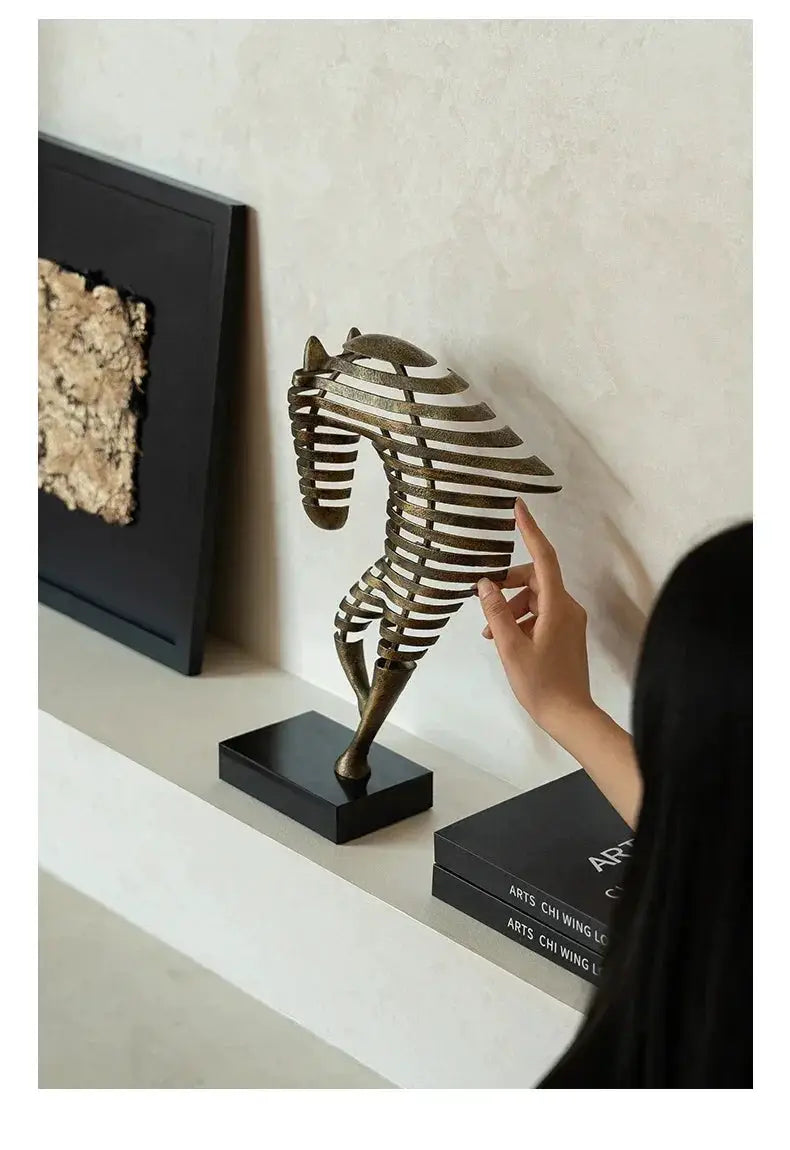 Horse Head Sculpture - Geometric Metal by House Of Avana