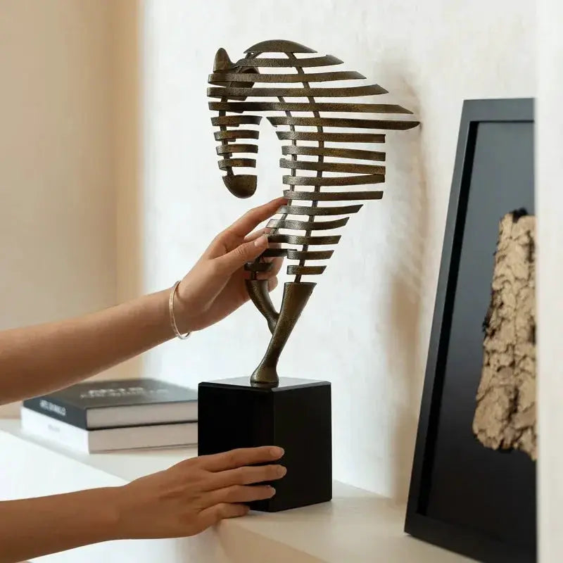 Horse Head Sculpture - Geometric Metal by House Of Avana