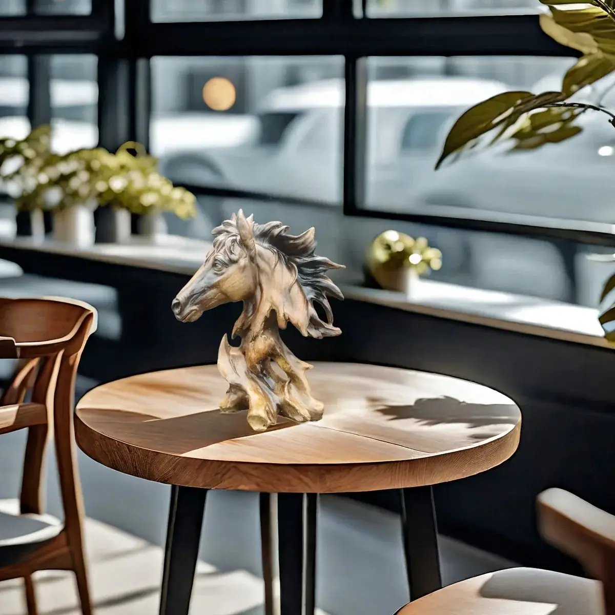 Modern Running Horse Head Sculpture Decorative Table Accent by House Of Avana