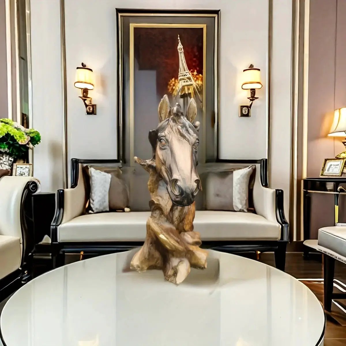 Modern Running Horse Head Sculpture Decorative Table Accent by House Of Avana