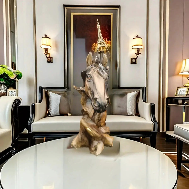Modern Running Horse Head Sculpture Decorative Table Accent by House Of Avana