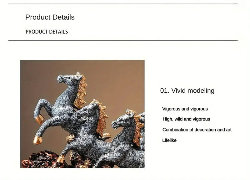 Eight Galloping Horses Resin Sculpture Decorative Table Accent by House Of Avana