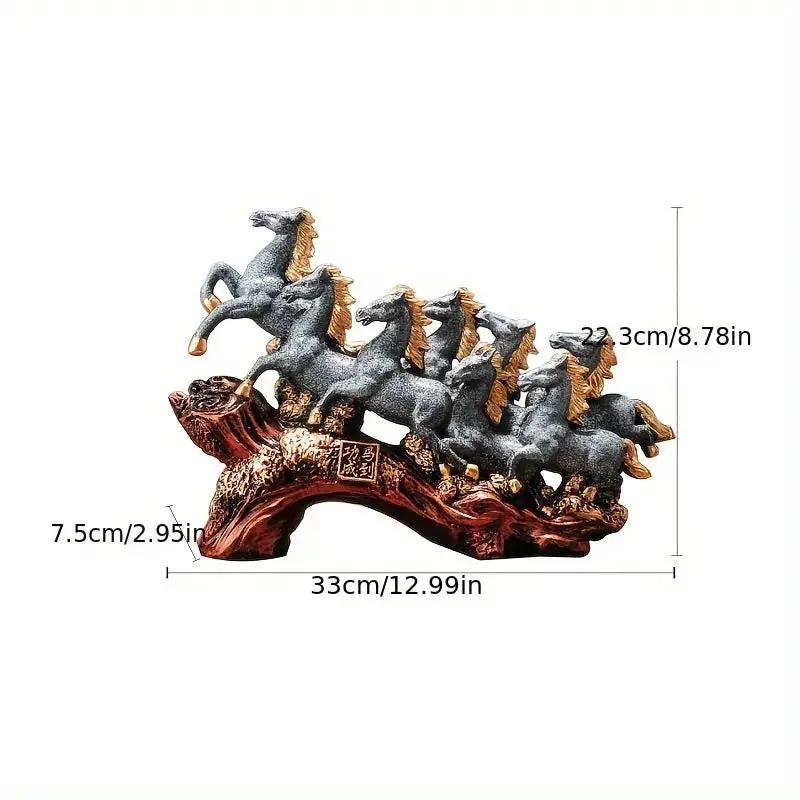 Eight Galloping Horses Resin Sculpture Decorative Table Accent by House Of Avana