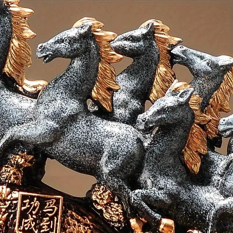 Eight Galloping Horses Resin Sculpture Decorative Table Accent by House Of Avana
