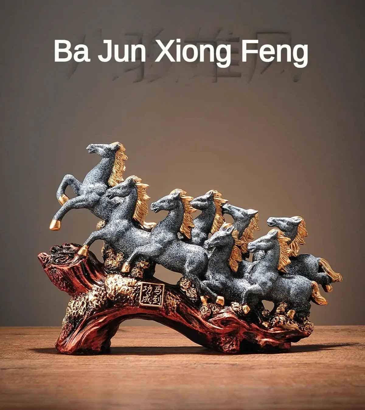 Eight Galloping Horses Resin Sculpture Decorative Table Accent by House Of Avana