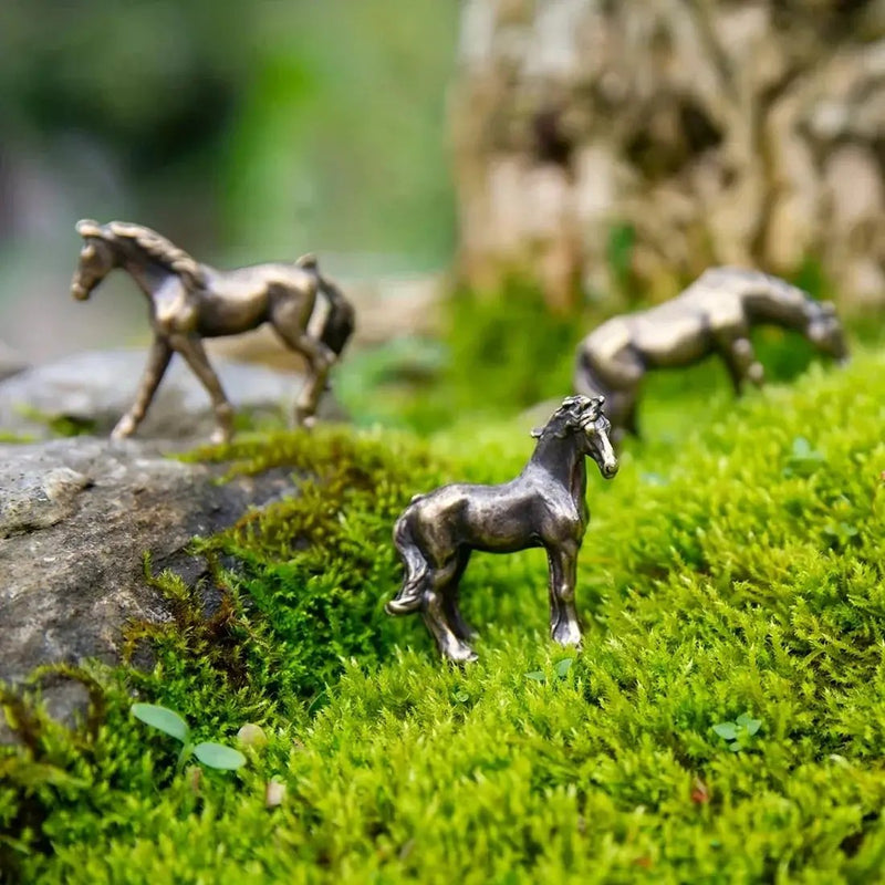 Vintage Bronze Horse Miniature Figurine Set by House Of Avana