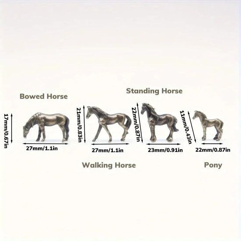 Vintage Bronze Horse Miniature Figurine Set by House Of Avana