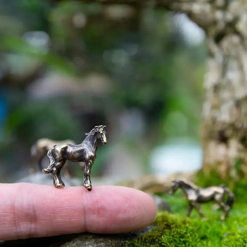 Vintage Bronze Horse Miniature Figurine Set by House Of Avana