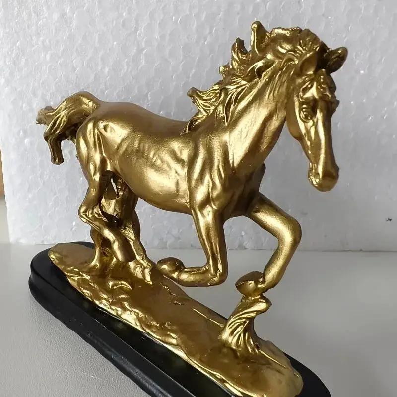 Horse Statue - Galloping Metal Golden by House Of Avana