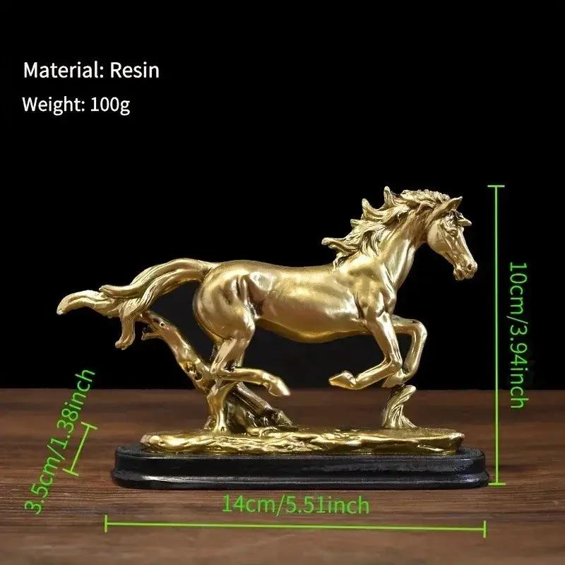 Horse Statue - Galloping Metal Golden by House Of Avana