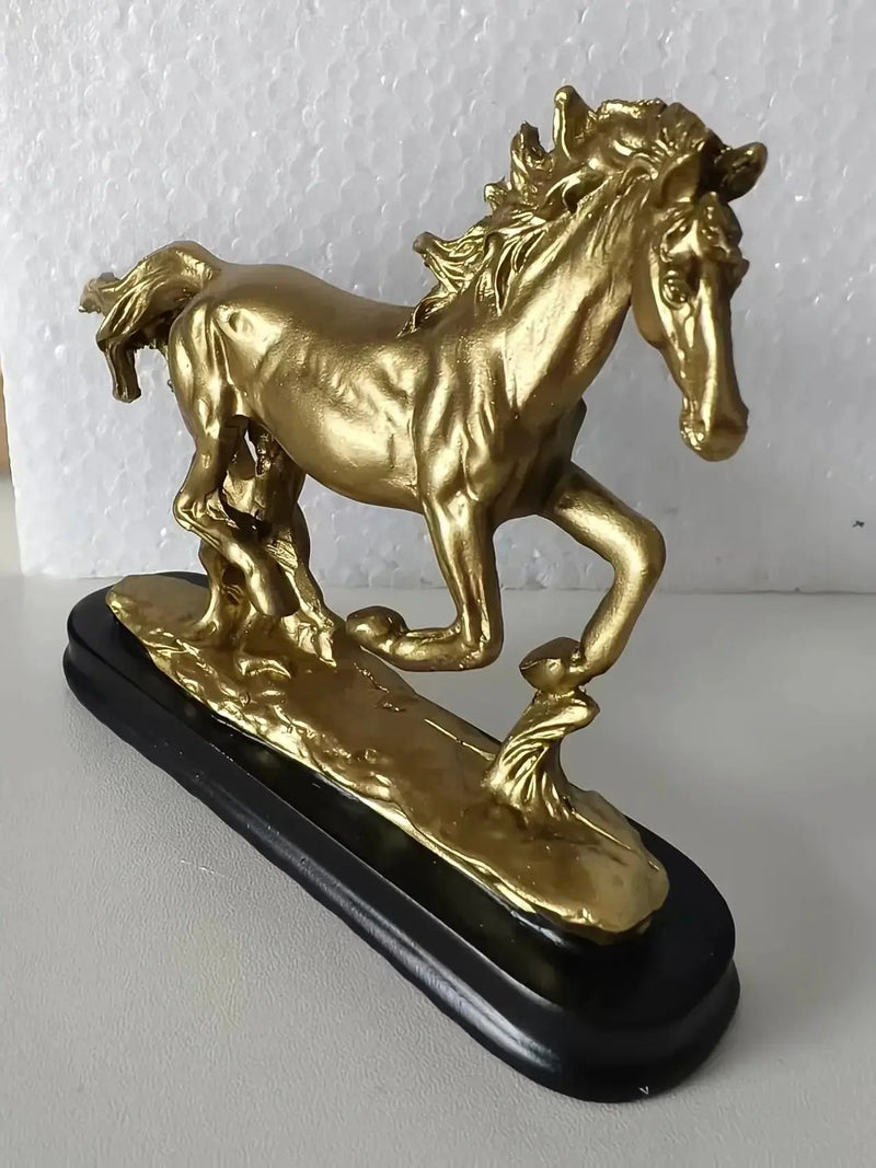 Horse Statue - Galloping Metal Golden by House Of Avana