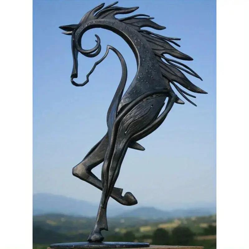 Abstract Modern Horse Sculpture Antique Table Decor by House Of Avana