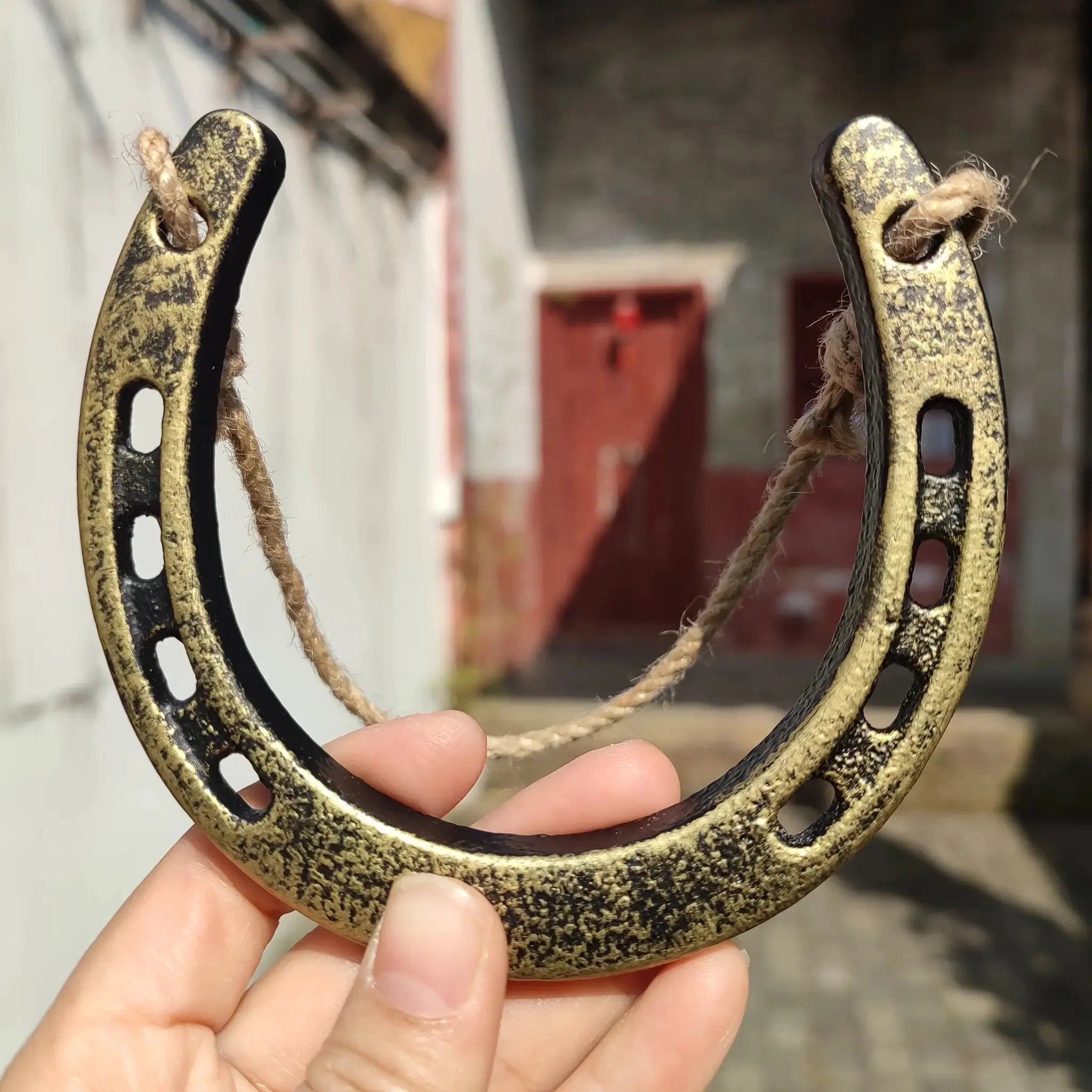 Horseshoe Decor - Retro Yellow Hemp Rope Hanging by House Of Avana