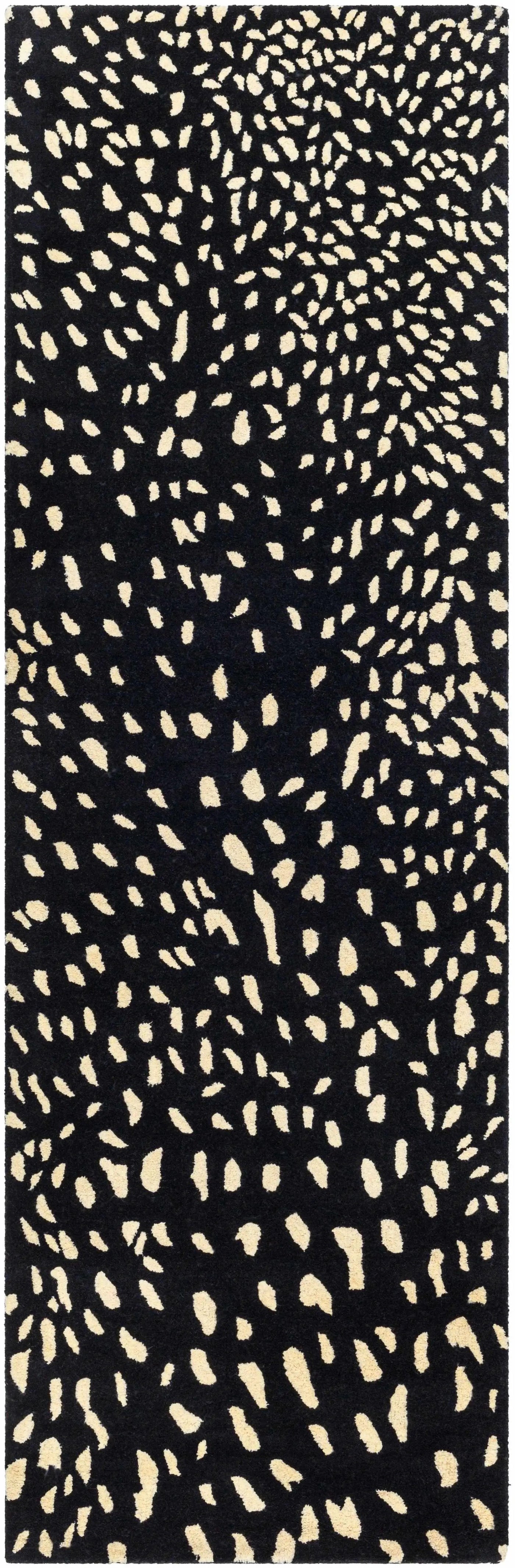 Athena Black Giraffe Print Wool Rug by Boutique Rugs