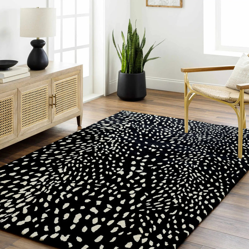 Athena Black Giraffe Print Wool Rug by Boutique Rugs