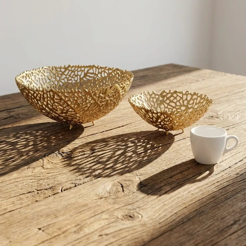 House of Avana Aluminum Gold Finish Metal Fruit Basket by House Of Avana