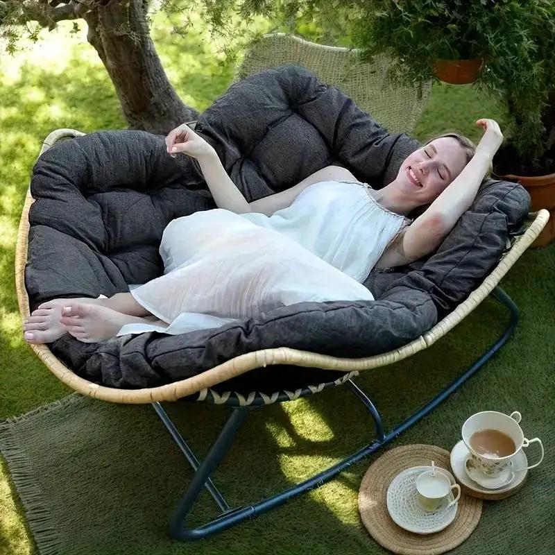 Outdoor Papasan Rocking Chair with Weather-Resistant Cushions by House Of Avana